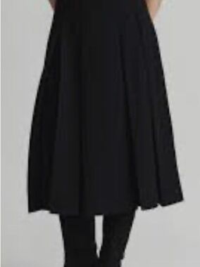 Classic Black Midi Skirt - Women's Pleated Flared Skirt